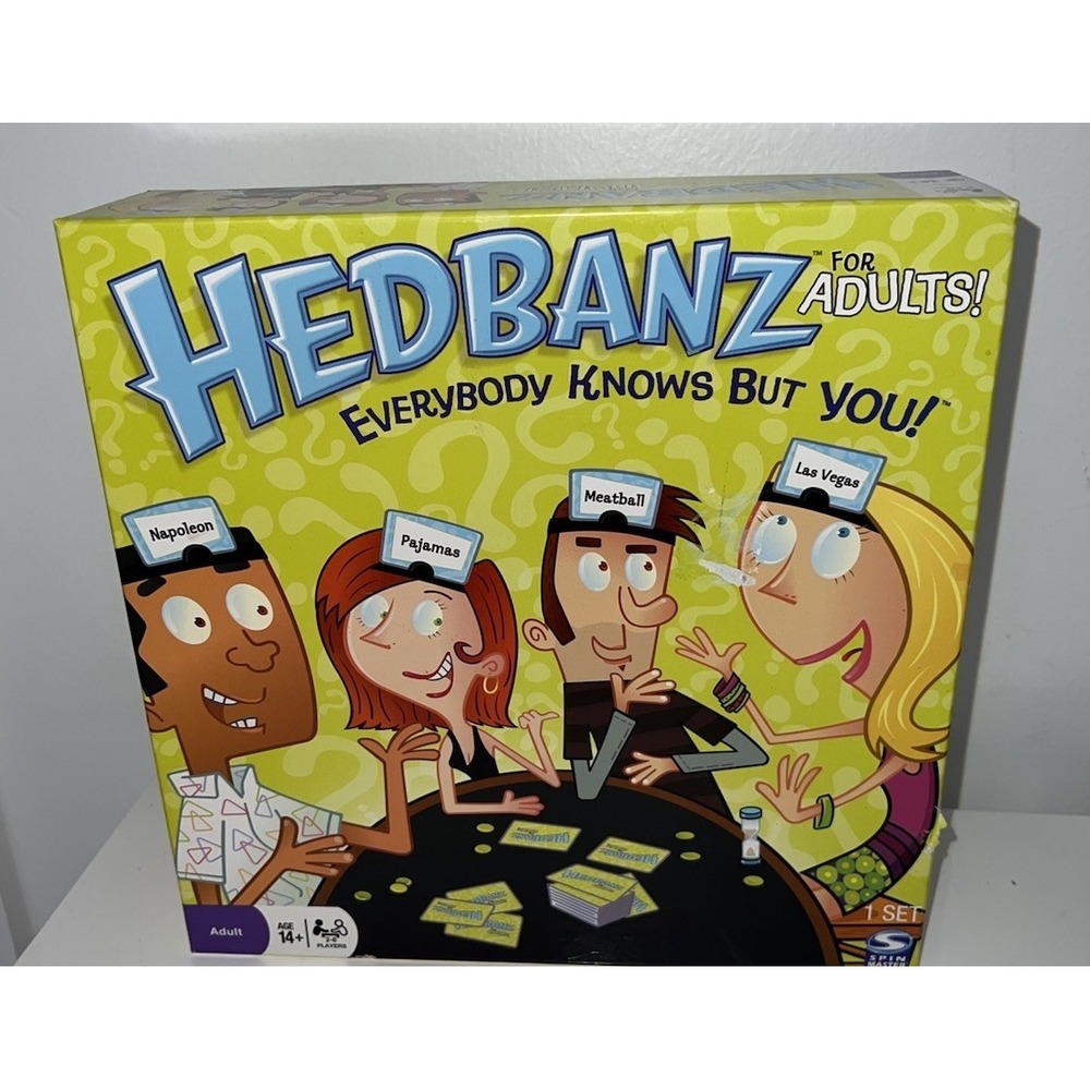 (J2/3N)Hedbanz for Adults Board Game Used – Everybody Knows But You * Toys R Us